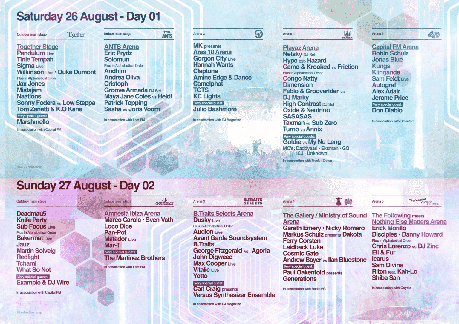 Stage splits announced for South West Four