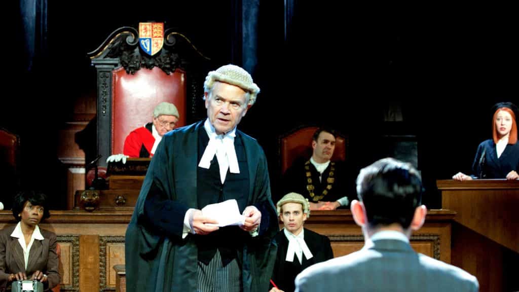 David Yelland and the cast in Witness for the Prosecution (Credit : Sheila Burnett)