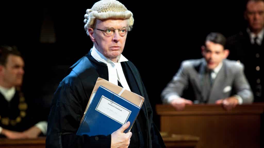Philip Franks, Jack McMullen and the cast in Witness for the Prosecution (Credit : Sheila Burnett)