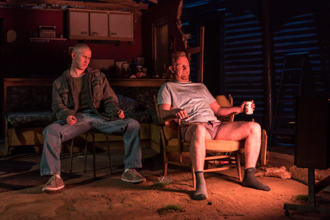 L-R: Adam Gillen (Chris Smith), Steffan Rhodri (Ansel Smith). Photo by Marc Brenner.