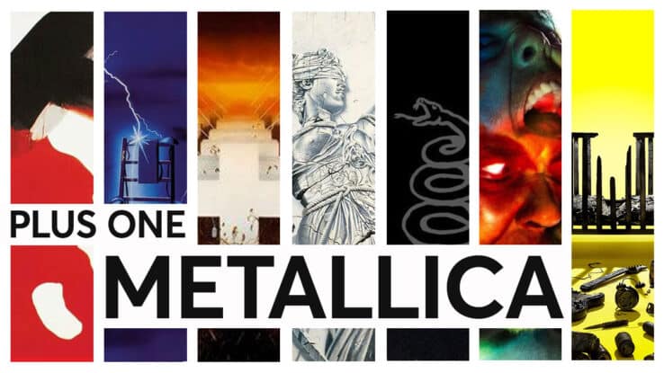 A montage of Metallica album covers