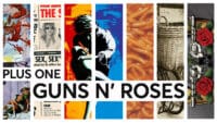 A montage of album covers by Guns N' Roses