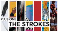 A montage of album art by The Strokes