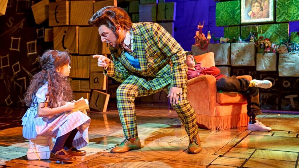 Matilda and Mr Wormwood from Matilda The Musical