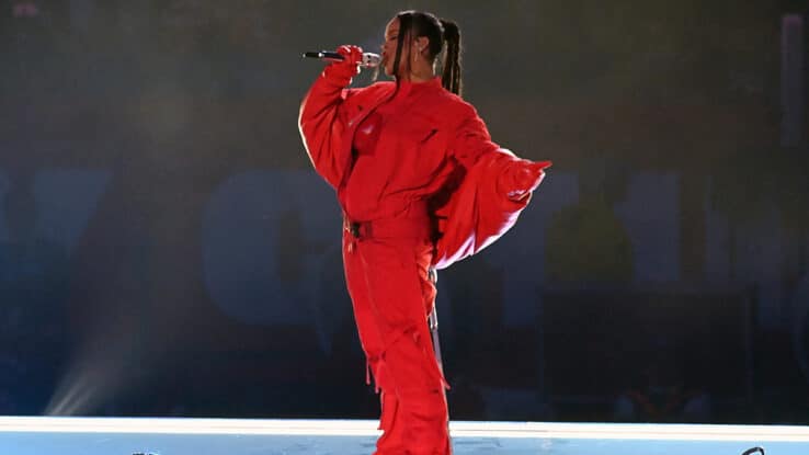 Rihanna performs during the Apple Music Super Bowl LVII Halftime Show at State Farm Stadium on February 12, 2023
