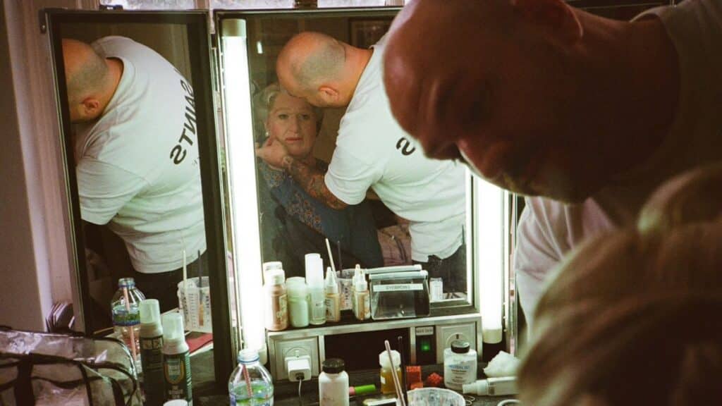 Craig Forrest-Thomas working backstage on Gabriel Vick as Mrs Doubtfire