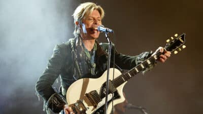 David Bowie performing at the Isle of Wight Festival