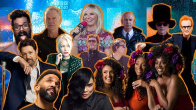 A collage of faces representing the line-up for BBC Radio 2 In The Park 2024