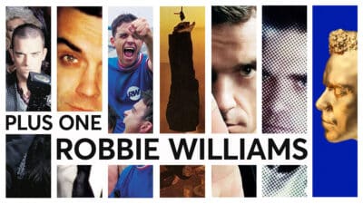 A montage of Robbie Williams album covers