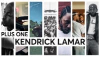 A montage of Kendrick Lamar album cover art