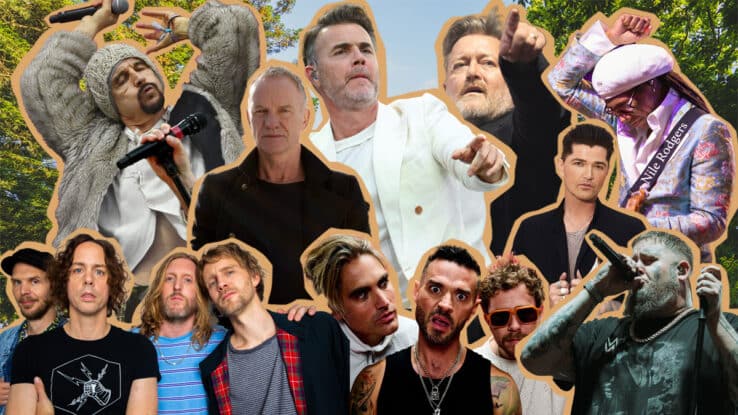 A montage of artists on the Forest Live 2025 line-up