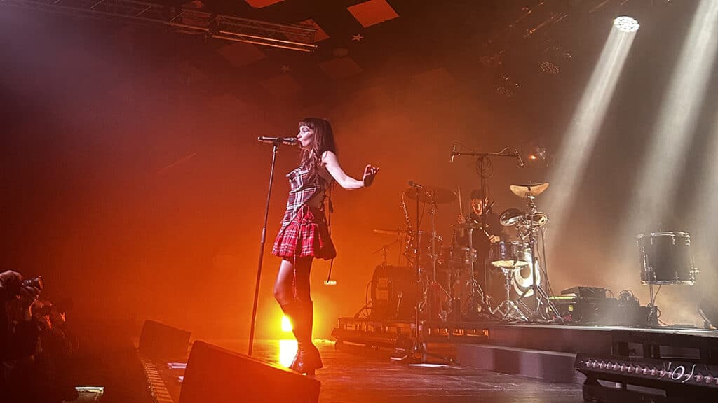 Lauren Mayberry on stage at Barrowland Ballroom in Glasgow