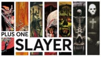 A montage of Slayer album art