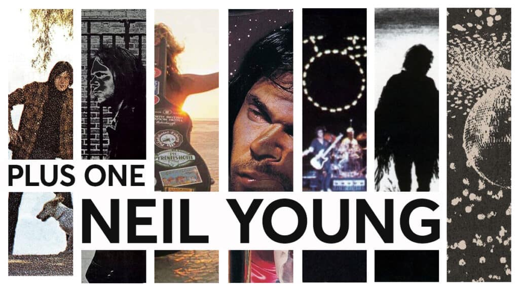 A montage of Neil Young album covers