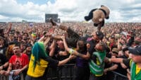 Crowd surfing during Download Festival 2025