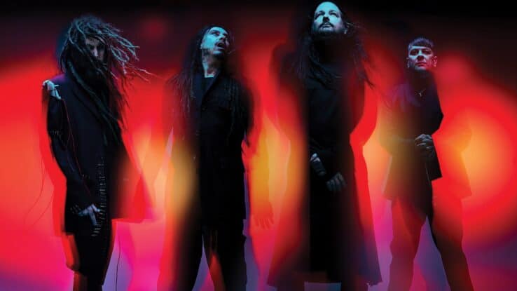 A promotional image of the nu metal band Korn.