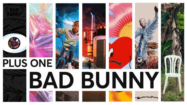A montage of Bad Bunny album art