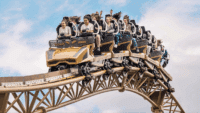Passengers enjoying the Hyperia rollercoaster at Thorpe Park