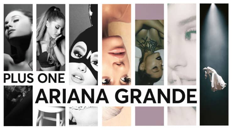 A montage of Ariana Grande album art