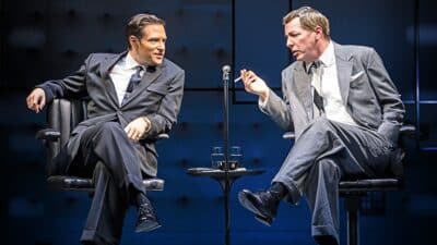 Sean Hayes and Ben Rappaport in the West End production of Good Night, Oscar at the Barbican Theatre