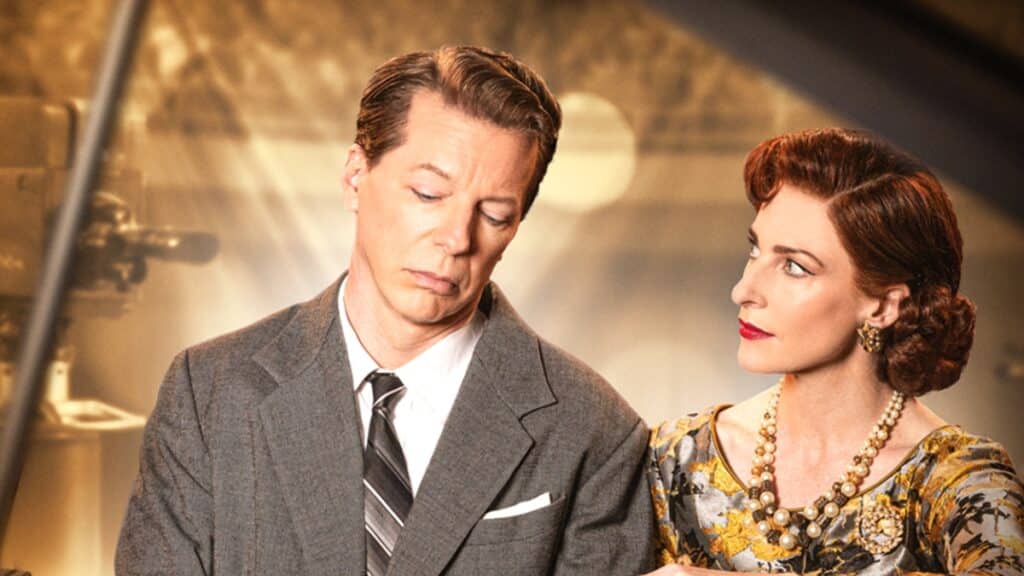 Sean Hayes and Rosalie Craig in the West End production of Good Night, Oscar at the Barbican Theatre