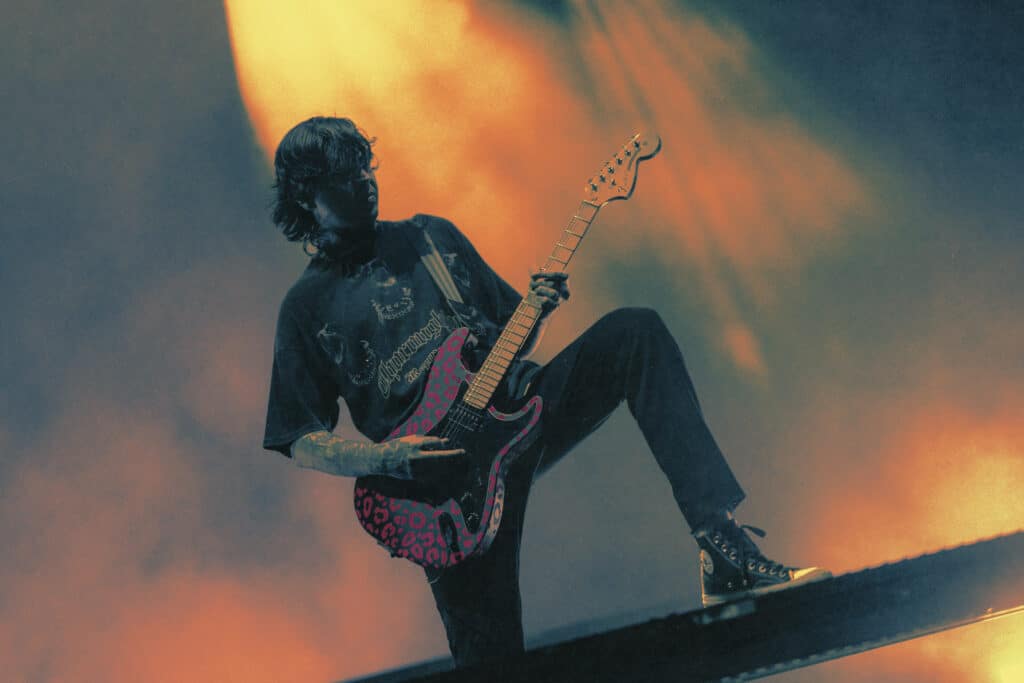 The band Pierce The Veil performing live in Wembley Stadium