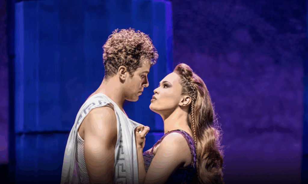 Actors onstage during a performance of Disney's Hercules at the Theatre Royal Drury Lane, in London