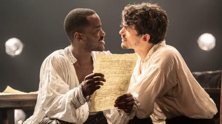 Ncuti Gatwa and Edward Bluemel in Born With Teeth at Wyndham's Theatre