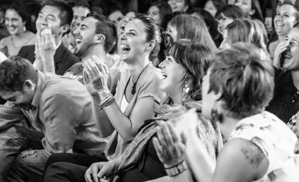 A crowd laughing during an event at Comedy Carnival in London