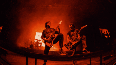 The band Pierce The Veil performing live in Wembley Stadium