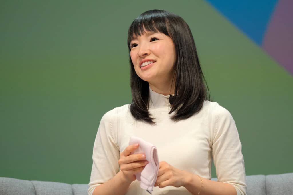 Marie Kondo, author of The Life-Changing Magic of Tidying, speaks on stage
