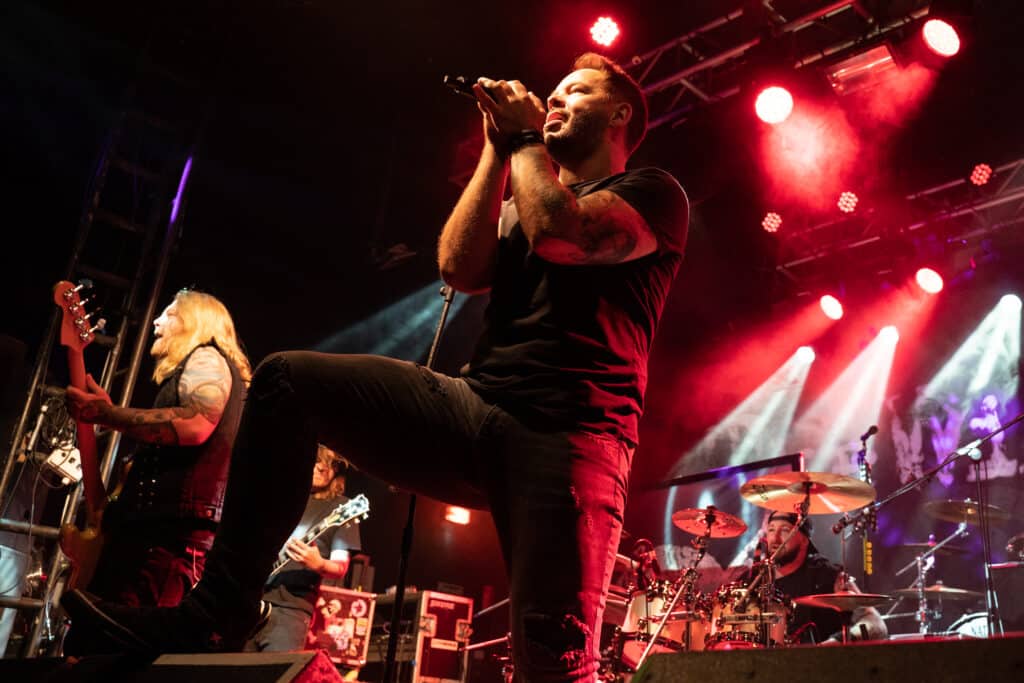 Lloyd Wood and Shane Greenhall of Those Damn Crows perform live onstage