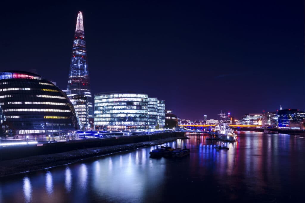 London's skyline, the Shard, the City Hall, the HMS Belfast, and London Bridge