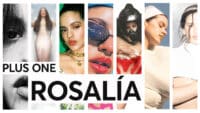 A montage of images showing Rosalía album and single art