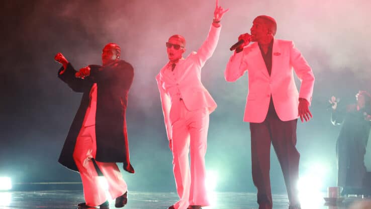Clipse and Pharrell performing on the Grammy stage in 2026