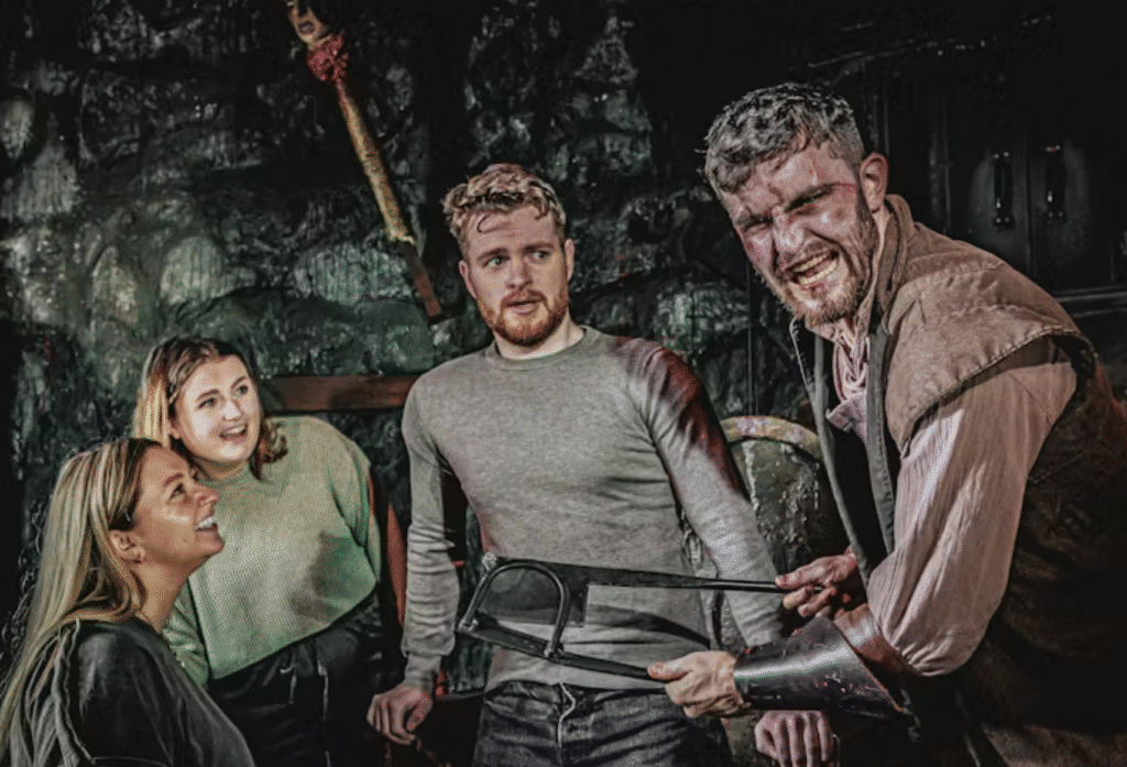 An actor scaring visitors to The London Dungeon