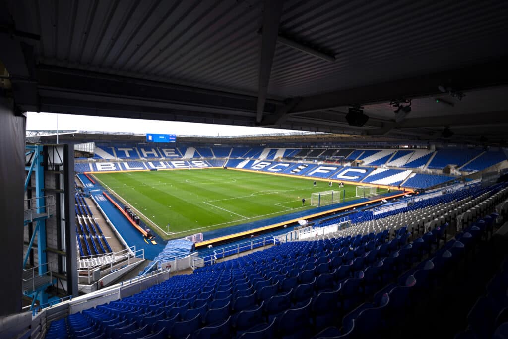 View from the stands in St. Andrew's at Knighthead Park stadium, home of Birmingham City Football Club