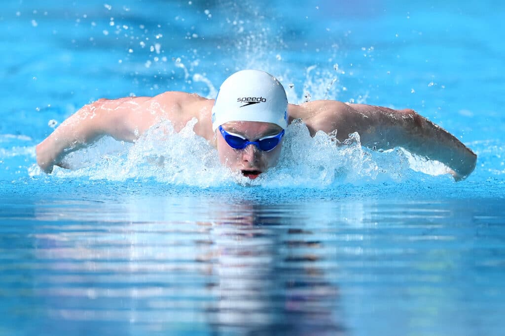 Duncan Scott of Team Scotland competes in the Men's 400m Individual Medley Heats on day two of the Birmingham 2022 Commonwealth Games at Sandwell Aquatics Centre on July 30, 2022 on the Smethwick, England.