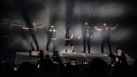 Ritchie Neville, Sean Conlon, Abz Love, Scott Robinson and Jason "J" Brown of Five perform on stage