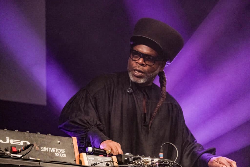 Jazzie B DJing live onstage