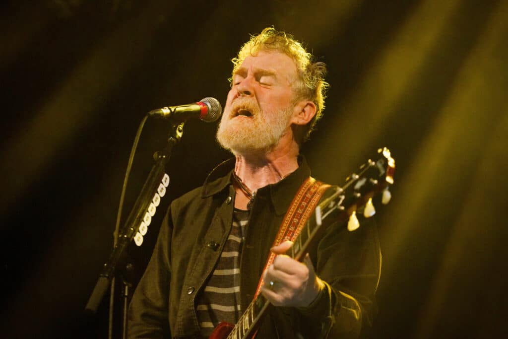 Irish singer Glen Hansard performing live on stage