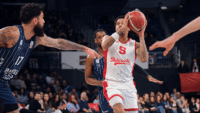 Basketball players during a match