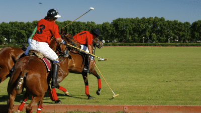 Polo players on horseback