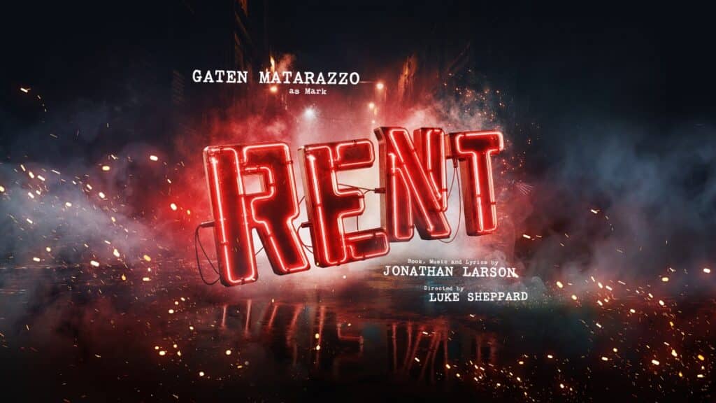 Banner artwork for the 2026 revival of Rent the musical in the West End