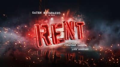 Banner artwork for the 2026 revival of Rent the musical in the West End