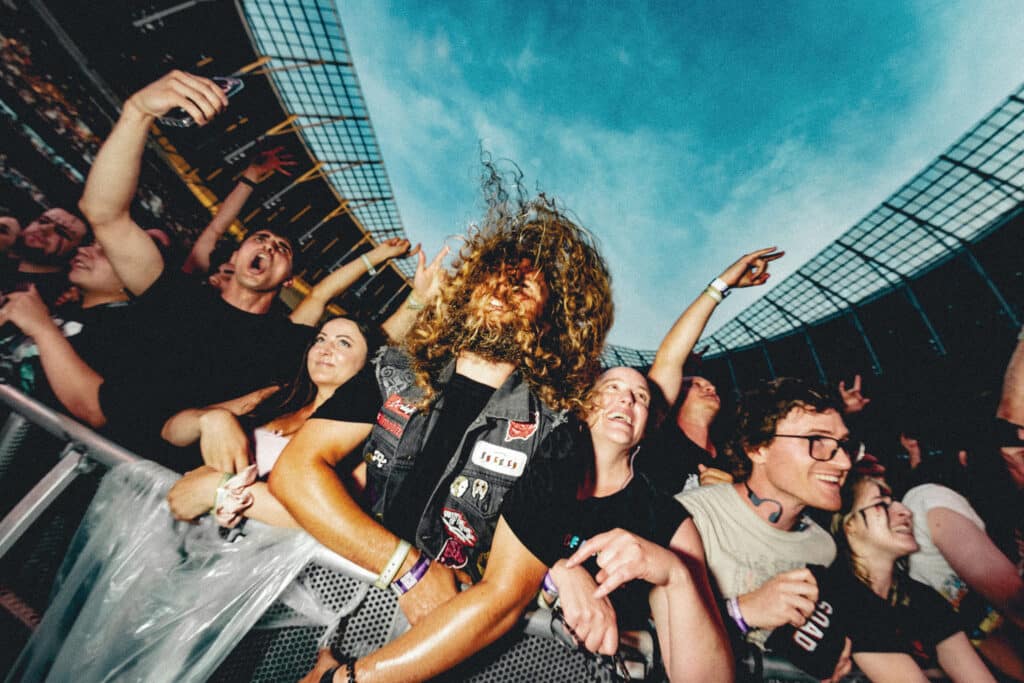 The crowd enjoying System of a Down at Tottenham Hotspur Stadium