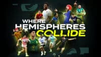 A montage of players and teams competing in the Nations Championship rugby tournament