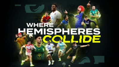 A montage of players and teams competing in the Nations Championship rugby tournament