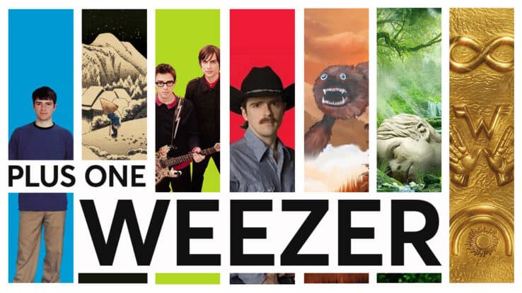 A montage of Weezer album art