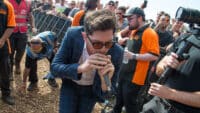 Sam McTrusty of Twin Atlantic performs on stage during Leeds Festival 2019 at Bramham Park on August 24, 2019 in Leeds, England. (Photo by Katja Ogrin/Redferns)